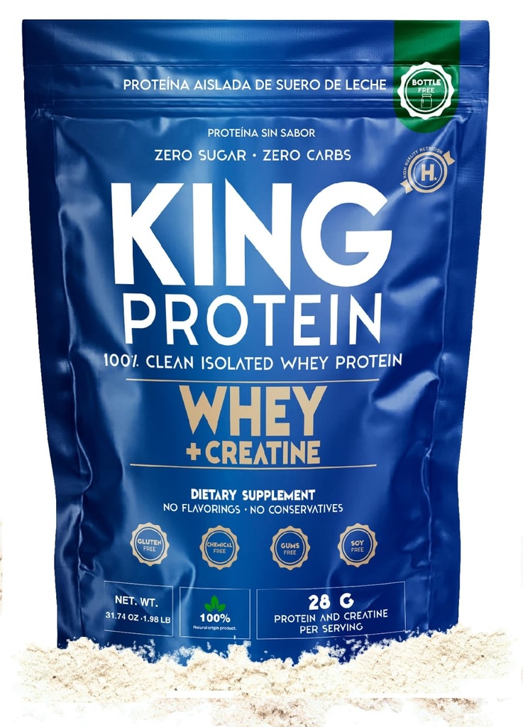 נקה אבקת חלבון Whey Isolate אבקת חלבון עם Creatine | 23g בתוספת 5g Creatine & אורגני BCAA לשרת | 100% טבעי | No Carbs | Preservatives, GMO, Soy & Gluten חינם, 30 משרתות חינם, 30 לשרת