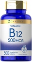 Carlyle ויטמין B-12 500mcg | 300 טבליות | Vegetarian, non-GMO, Gluten Free Supplement