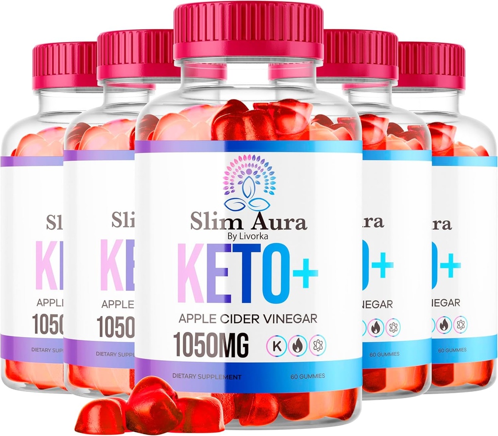 (5 Pack) Slim Aura Keto ACV Gummies - סלים רשמי Aura Keto Plus Apple Cider Vinegar 1050 Advanced Formula Gummys, All Natural Premium Formula, Slimaura Gomitas Reviews, 300 חניכיים במשך 5 חודשים
