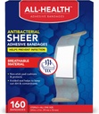 All Health Antibacterial Sheer Adhesive Bandages, 3/4 ב- x 3 ב, 160 ct | מסייע למנוע זיהומים, תוספת הגנה נוחה גדולה עבור עזרה ראשונה ו Wound Care