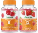 ויטמין E + ויטמין D 10000 IU, חניכיים Bundle - גדול Tasting, ויטמין תוסף, Gluten חינם, GMO חינם, Chewable Gummymymymy
