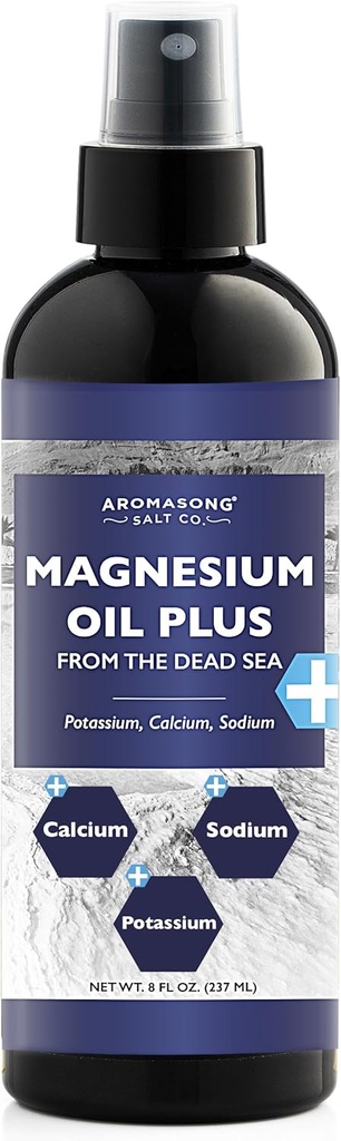 Aromasong תוספת כוח Ultra-Pure Magnesium Spray (23 מ"ג מגנזיום בכל Spray) 8 Oz, ידוע לשימוש עבור כאבי ראש Soothing, ו- Leg Discomfort