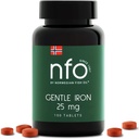NFO Gentle Iron (100 טבליות) Norwegian High-Absorption Iron Complex with Patented Ferrochel Chelated Iron, Gentle on the Stomach, Vegan-Friendly, Non-Constipating