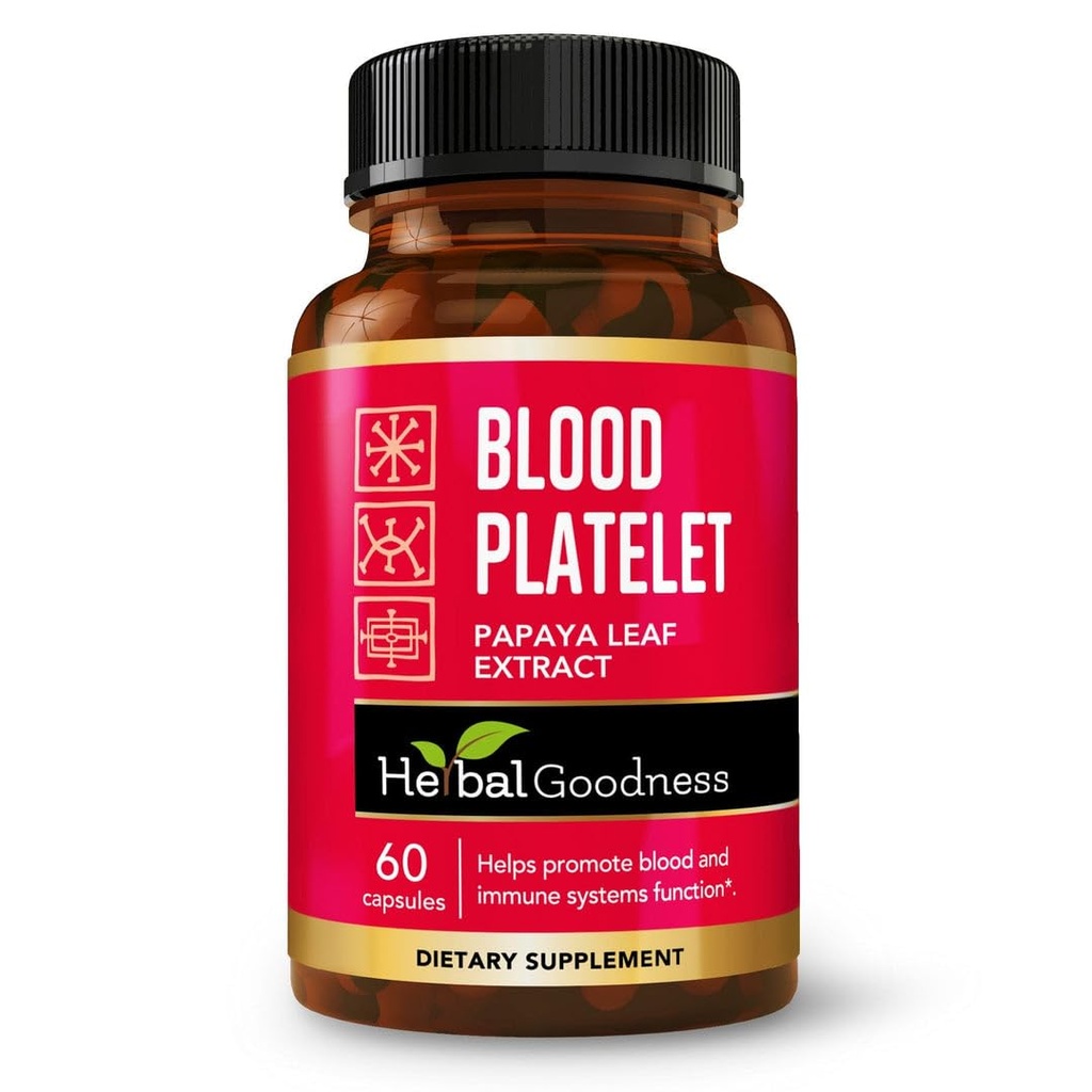 Herbal Goodness Papaya Leaf Blood Platelet קפסולות - 60 /600 מ"ג 20x כוח - Blood Platelet, Bone Marrow, Immune Support - Blood Cleanse Formula - Herbal Remedy - Made in USA