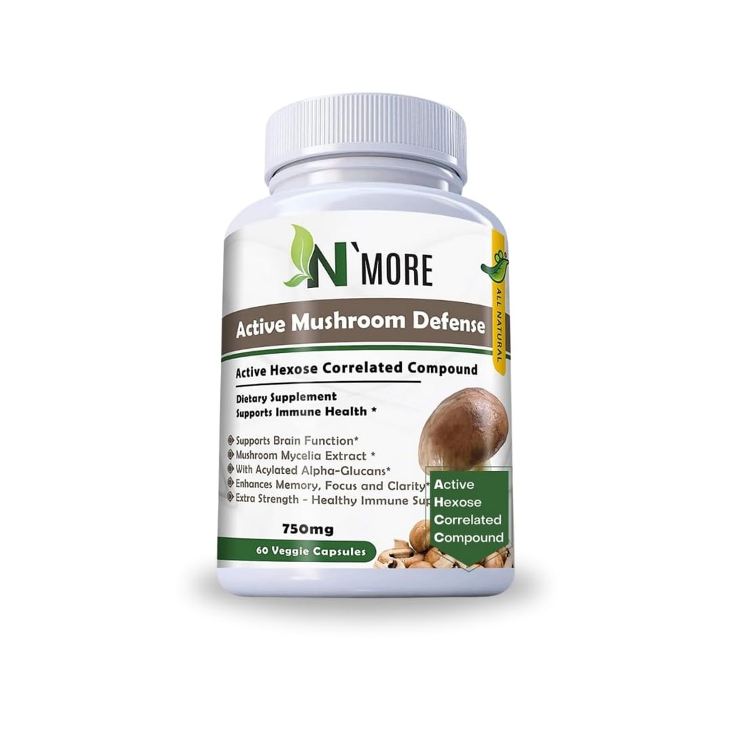 תוספת של 6 Active Mushroom Defense Dietary Supports Immune Health 60 Veggie קפסולות 750 מ"ג