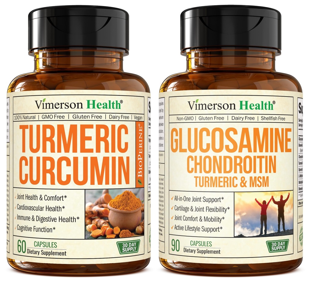 Turmeric Curcumin עם Black Pepper Extract & Glucosamine Chondroitin MSM משותף תוספת תמיכה