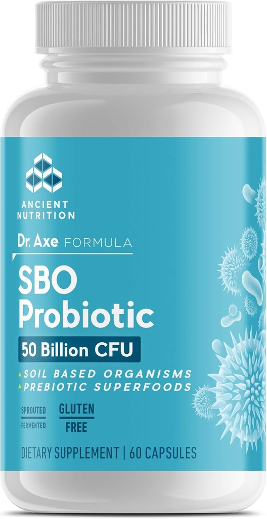 תזונה עתיקה פרוביוטיקה, Gut re 60ct עם ג'ינג'ר ו- Fenugreek, תומך בתפקודים Digestive, מצמצם את Diarrhea, Constipation, Gas and Bloating, Superfoods Band, 50 מיליארד CFUs * / משרת