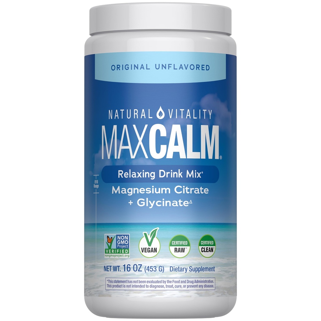 Natural Vitality Calm, Magnesium תוסף, Anti-Stress Drink אבקת Gluol,ten Free, Vegan, & Non-GMO, Original Unflavored, 16 oz