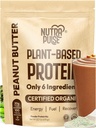 אבקת חלבון טבעונית אורגנית - Peanut Butter Flavor, Plant-based, Gluten-Free, non-GMO, Soy-Free, 20g חלבון Per Serve, אידיאלי עבור Smoothies, Shakes, Baking, Cooking (1 Pack, 20 משרתות)