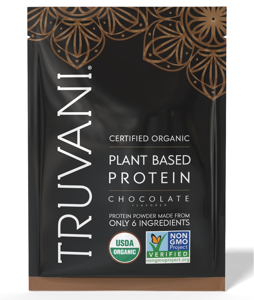 Truvani Vegan Pea אבקת חלבון | שוקולד | 20g אורגני צמחי מבוסס חלבון | 1 משרת | Keto | Gluten & Milk Free | Low Carb | לא תוספת סוכר