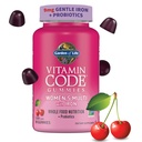 גן החיות של הקוד הנשי של Multivitamin Gummy עם ברזל: Folate, Biotin, D3 & B12 לשיער, Skin & Nails + Probiotics for Immune Health & Digestion, non-GMO, Gluten-Free 90 Cherry Gummies