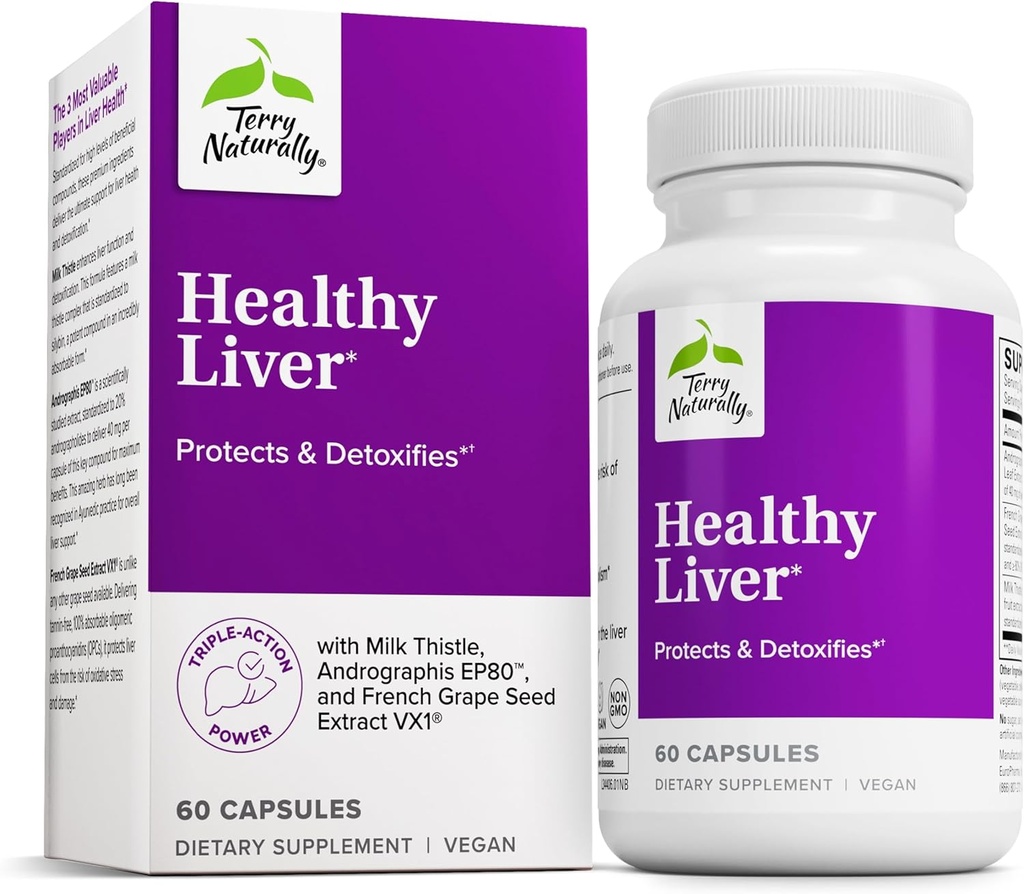 טרי באופן טבעי Liver - Liver Function & Health Support תוסף - תמיכה סלולרית לבריאות סלולרית עם Andrographis EP80 & French Grape Seed Extractd Extract - Gluten-Free Dietary Supplement - 60 קפסולות