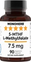 MONOHERB L-Methylfolate 7.5 מ"ג - 90 קפסולות צמחוניות - Methyl Folate תוסף