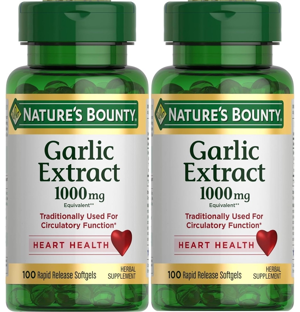Nature's Bounty Garlic לחלץ 1000 מ"ג Softgels 100 ea (Pack of 2)