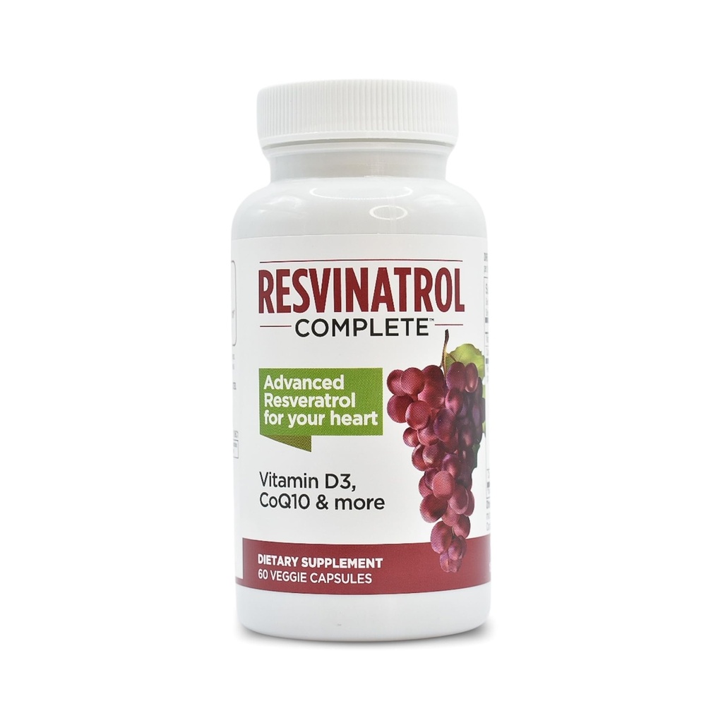 קפסולות, 60 הרוזן- Resveratrol תוספת תמיכה בריאה Aging, Heart Health, ו Immune פונקציונלי עם Quercetin, Grape Seed Extract, ויטמין D3 ו- CoQ10
