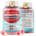 NEVISS Probiotic + Prebiotics for Adults & Kids, Sugar Free Chewable 50 מיליארד CFUs w/Fiber, ויטמין B1 B2 D3 & Zinc, for Digestive & Gut Health, Boost Microflora גיוון, 60 Cts