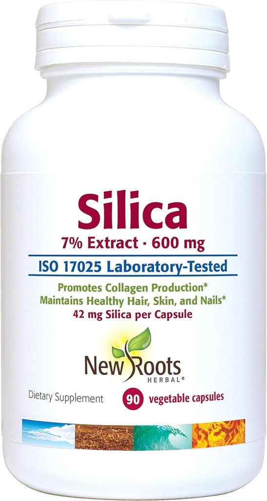 Silica 7% תוספי מזון (90 קפסולות) - 600 מ"ג לכל קפסולה - תוסף Silica - תמיכה בציפורני שיער ועור | חדש ROOTS HerBALAL