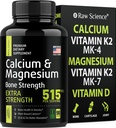 Calcium Citrate עם ויטמין D3 K2 & Magnesium Glycinate - תוספי כוח העצם - צמחי מבוסס קלוריות עבור נשים וגברים - מגנזיום ו Calcium D3 K2 גלולות לבריאות העצם - 90 קפסולות