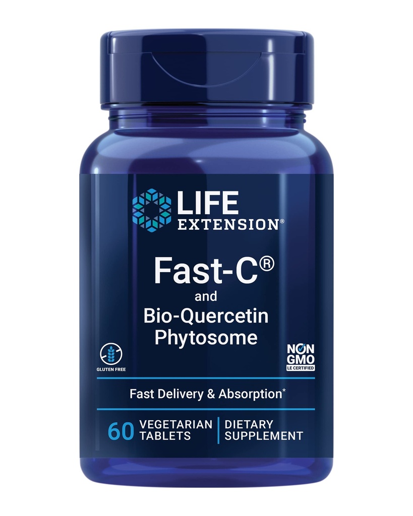 Life Extension-C® ו- Bio-Quercetin®, משלוח מהיר ומחסור, ויטמין C, Fenugreek, Immune Support, Magnesium, Gluten-Free, non-GMO, Vegetarian, 60 טבליות