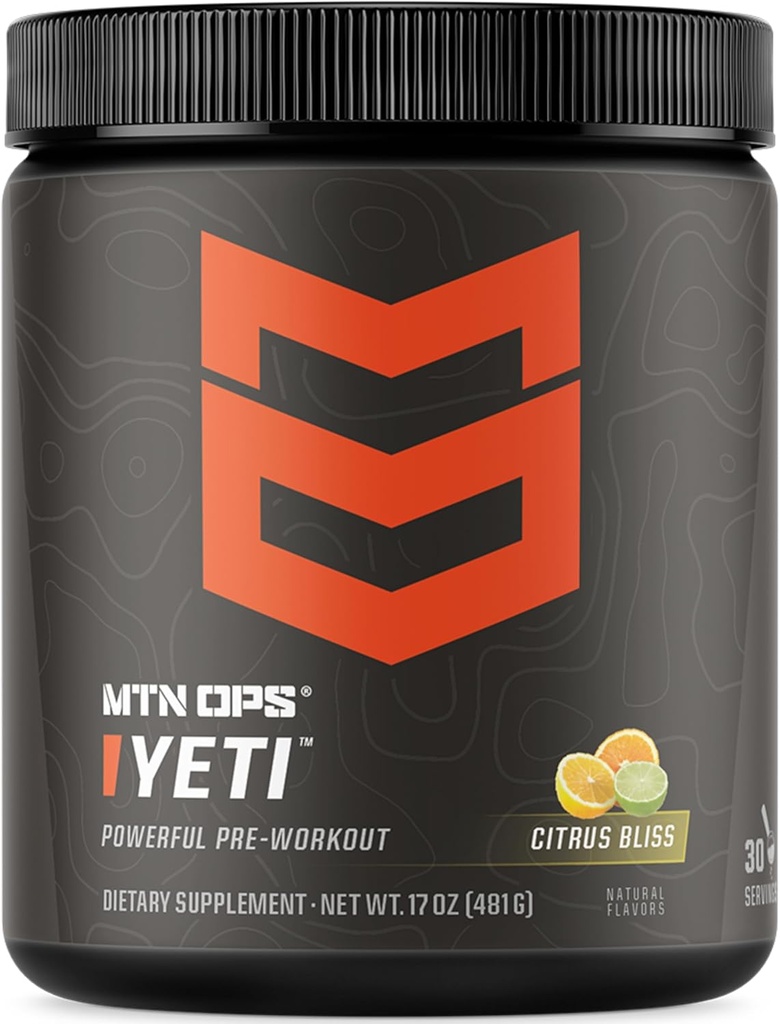 MTN OPS Buti Pre-Workout אבקת אנרגיה לשתות עם Creatine, 200 מ"ג Caffeine & BCAAs עם Beta Alanine, 30 משרת Tub, Citrus Bliss