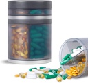 תוספת גדולה תוספת מארגנת ו- Portable Pill Case עם 8 השוואתיות כפולות תרופות Dispenser ויטמינים חודשי מארגנת גלולות בקבוקי,Gray