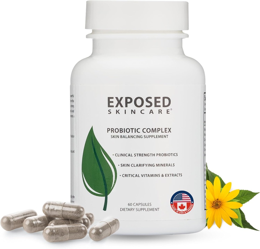 Exsed Skin Care, Probiotic Supplement Complex with 1 מיליארד CFU - Daily Probiotic for Skin, Gut and Immune Health Support - Digest for Men and Women - Non-GMO, 60 קפסולות