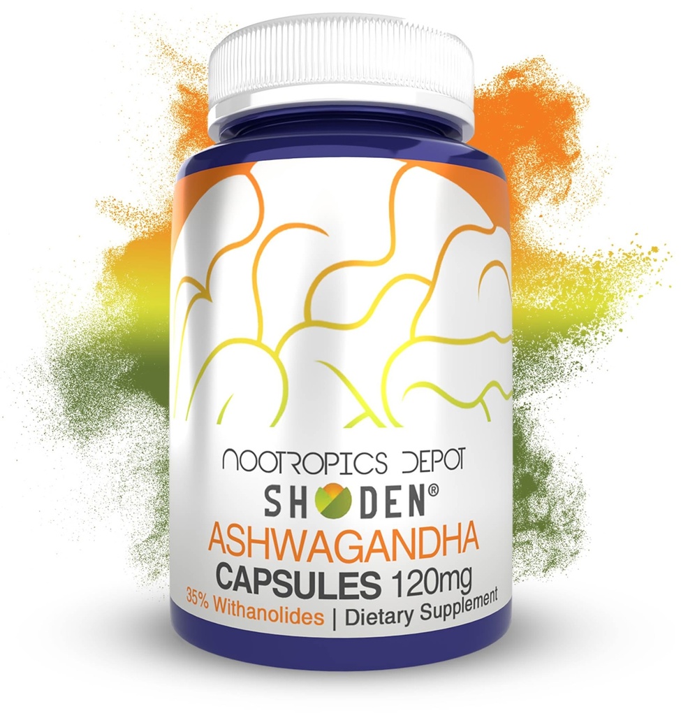 Nootropics Depot Shoden Ashwgandha לחלץ קפסולות | 120 מ"ג | 90 Count | 35% Withanolides