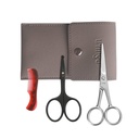 LINGO 4.5 אינץ ' Beard & Mustache Scisors for Men, Professional Rounded Tip Safety שארץ שיער קטן יופי פלדה קטן Nose שיער Trimming Shears Kit with Mini Comb ו- Skin Case
