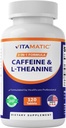 Vitamatic L-theanine 200 מ"ג עם Caffeine 100 מ"ג - 120 טבליות צמחוניות Nootropic תוספת עבור אנרגיה ממוקדת וקלילות נפשית