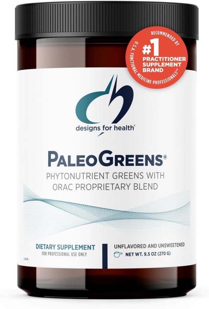 עיצובים לבריאות Paleo Greens - יותר מ -90% אבקת סופר ירוק אורגני עם ירקות, Berries, Enzymes + Antioxidants - non-GMO לשתות Mix, Unflavored + Un Sweetated (30 משרתים / 270g)