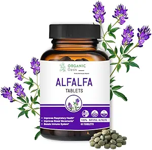 Alphalfa Medicago Sativa טבליות, 60 טבליות, משפר את בריאות הנשימה ואת תנועת Bowel, Boosts Immune System, Organic and Natural