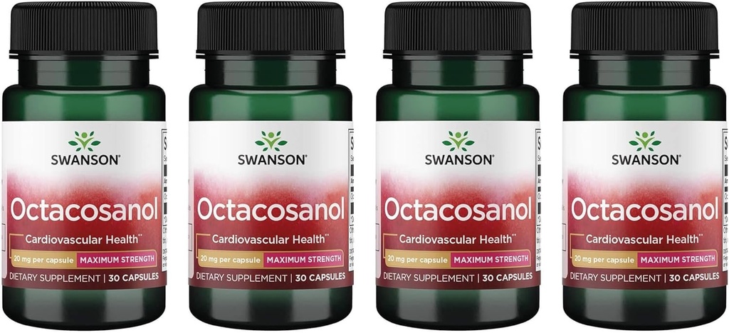 סוונסון מקסימלי-Strength Octacosanol 20 מיליגרם 30 קפסולות (4 Pack)