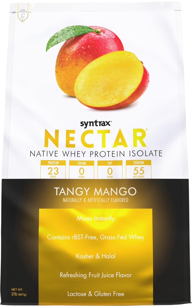 Syntrax Nutrition Nectar,100% אבקת חלבון Whey חלבון Isolate, מרעננים פירות Juice Flavor, Tangy מנגו, 2 lbs.