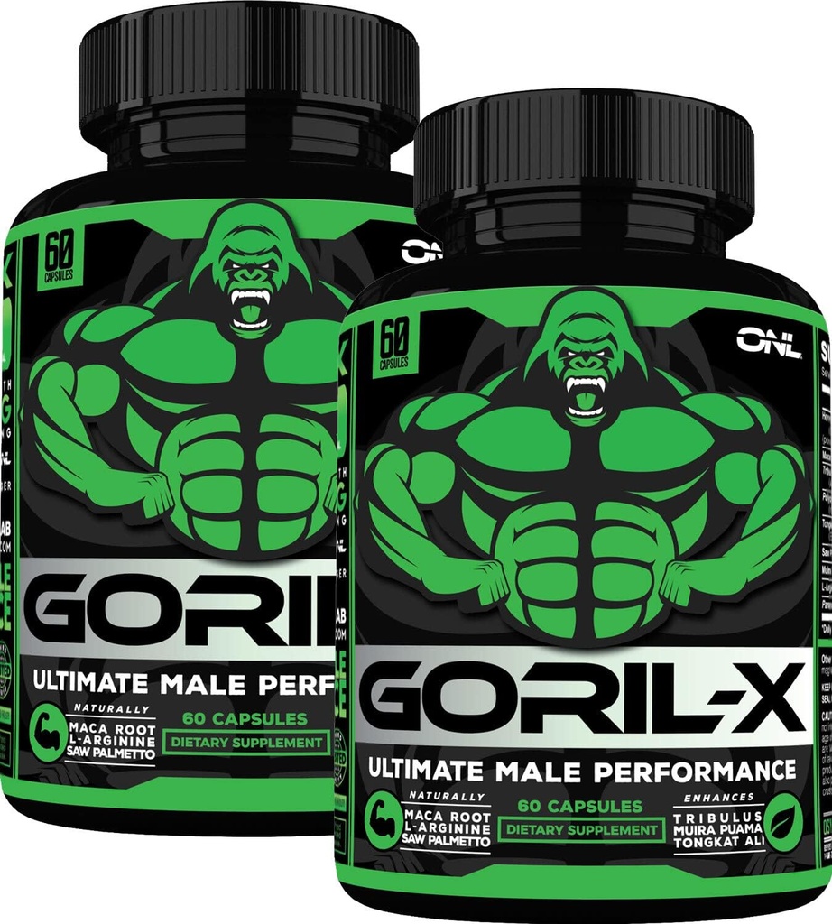 טסטוסטרון Booster תוספת לגברים - גוריל X Workout זכר Enhancing Pills 1000 מ"ג - הגדלת גודל, כוח ואנרגיה - עם הורנסי גואה Weed, Tongkat Ali & Tribulus Terrestris - 60 קפסולות (2pk)