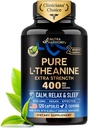 L-theanine 400 מ"ג | L-theanine Stress Relief | תוספת כוח תוספת תוסף | Made in USA | הירגעות, Sleep & Calm Support | For Men & Women | Plant Based, non-GMO & Gluten-Free | 120 קפסולות טבעוניות