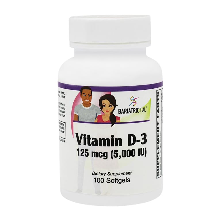 BariatricPal ויטמין D-3125mcg (5000 IU) - Easy Swallow Vegetarian Softgels (100ctבק)