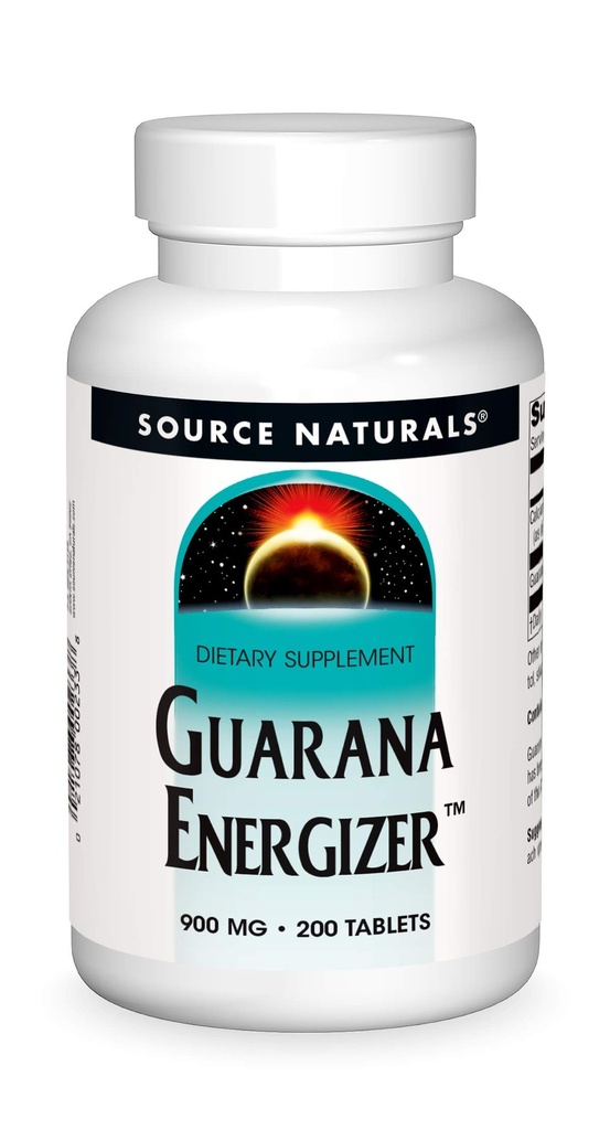 מקורות טבעיים Guarana Energyzer 900 מ"ג Caffiene ואנרגיה - 200 טבליות