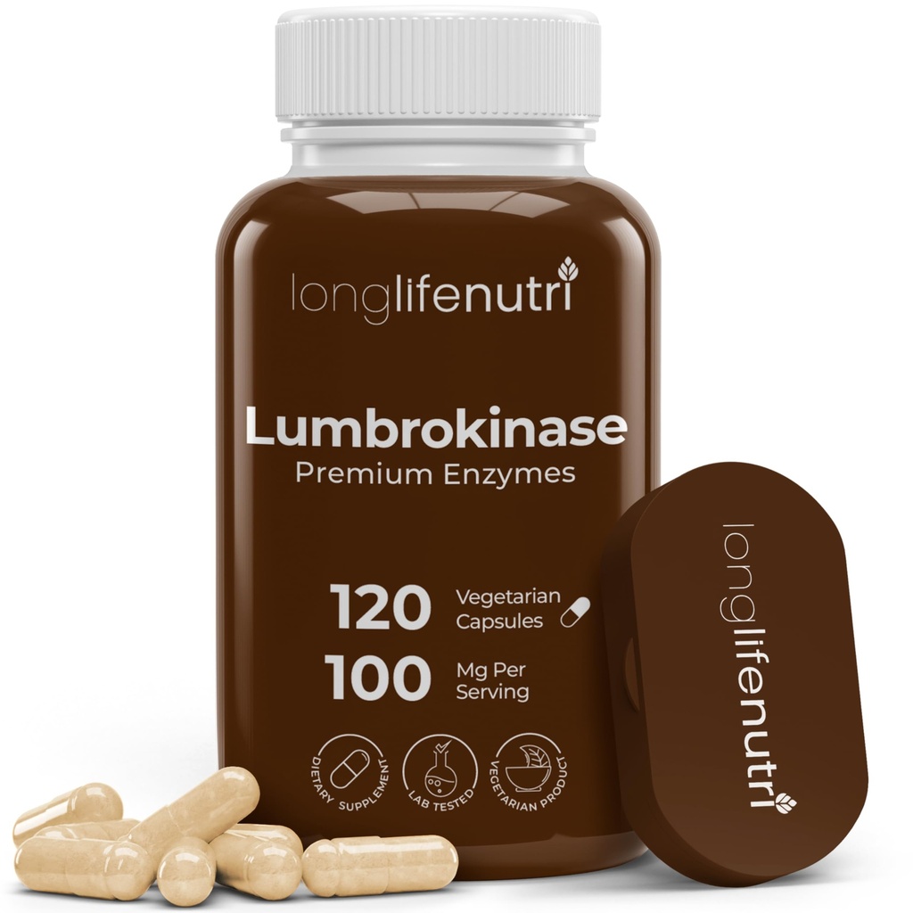 LongLifeNutri Lumbrokinase 100 מ"ג - פעילות מקסימלית 2 000 יחידות Per המשרתת, 120 קפסולות צמחוניות, 2 Monteh Supply, Natural Enzyme תוסף לבריאות Circulatory, מעבדה נבדקה, מיוצר בארה"ב