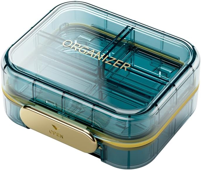 1 Pack Travel Pill מארגנת, 7 השוואת גלולות Box, Daily Portable Pill Case to Hold ויטמינים, 3 Inches Pill Container for Pocket Purse Medicineמארגנת