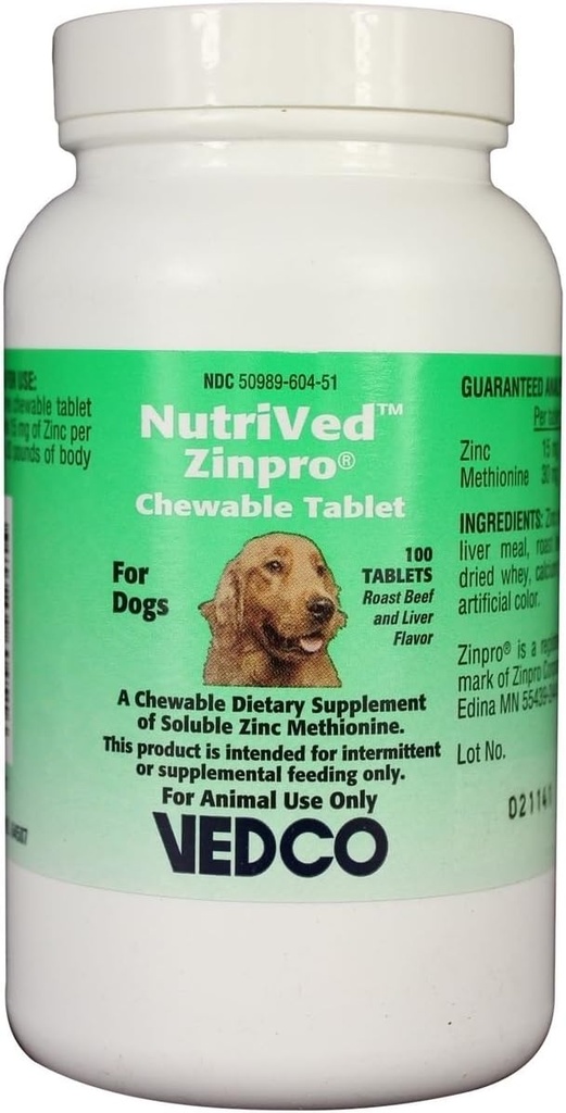 טבליות מזון זול ZinPro Chewable לכלבים (100 ספירה)