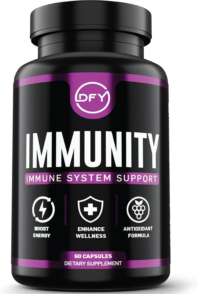 DFY Immune תומך קפסולות - עם Elderberry Sambucus, ויטמין C, Sambucus Elderberry, ויטמין D3 5000 IU, Zinc וג'ינג'ר