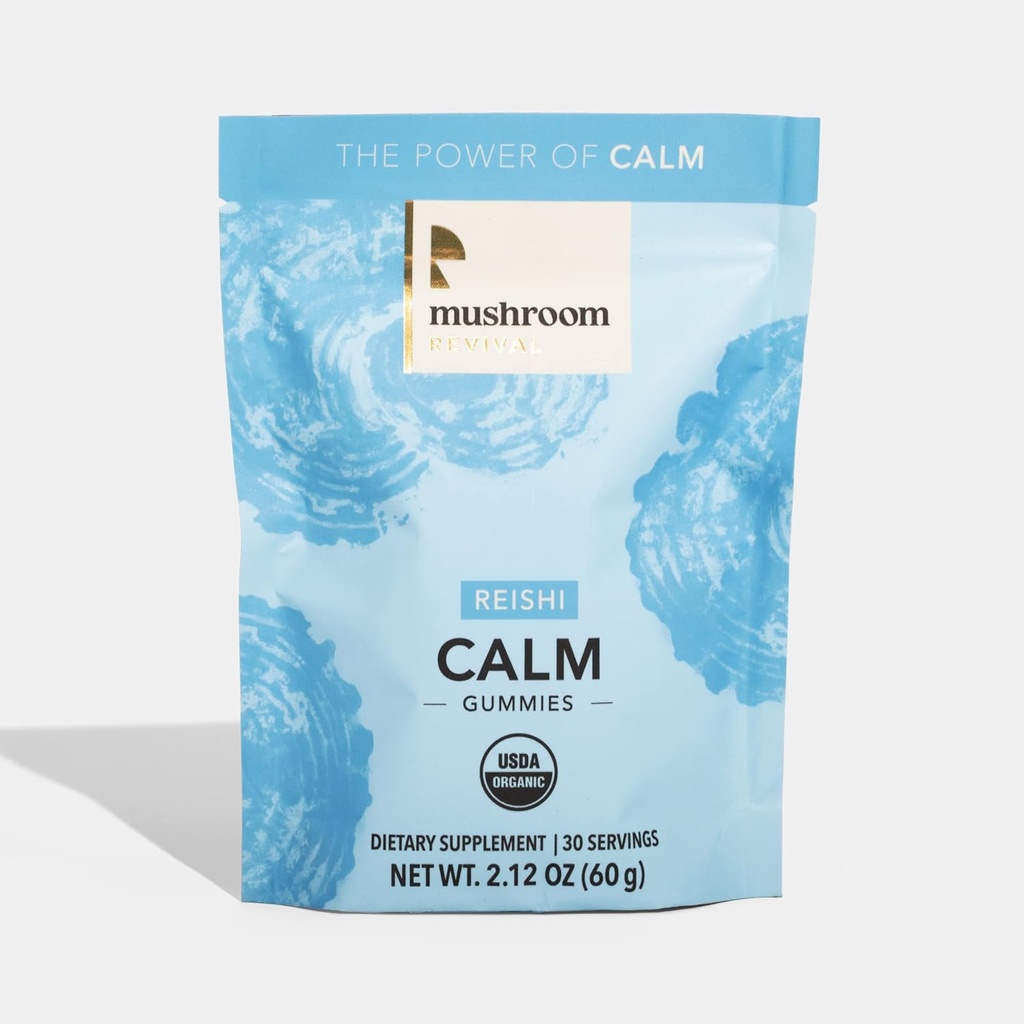 Mushroom Revival, אורגני, Reishi Calm Gummies, 2.12 Ounces, non-GMO, טבעוני, Gluten Free, Keto, חלב חינם