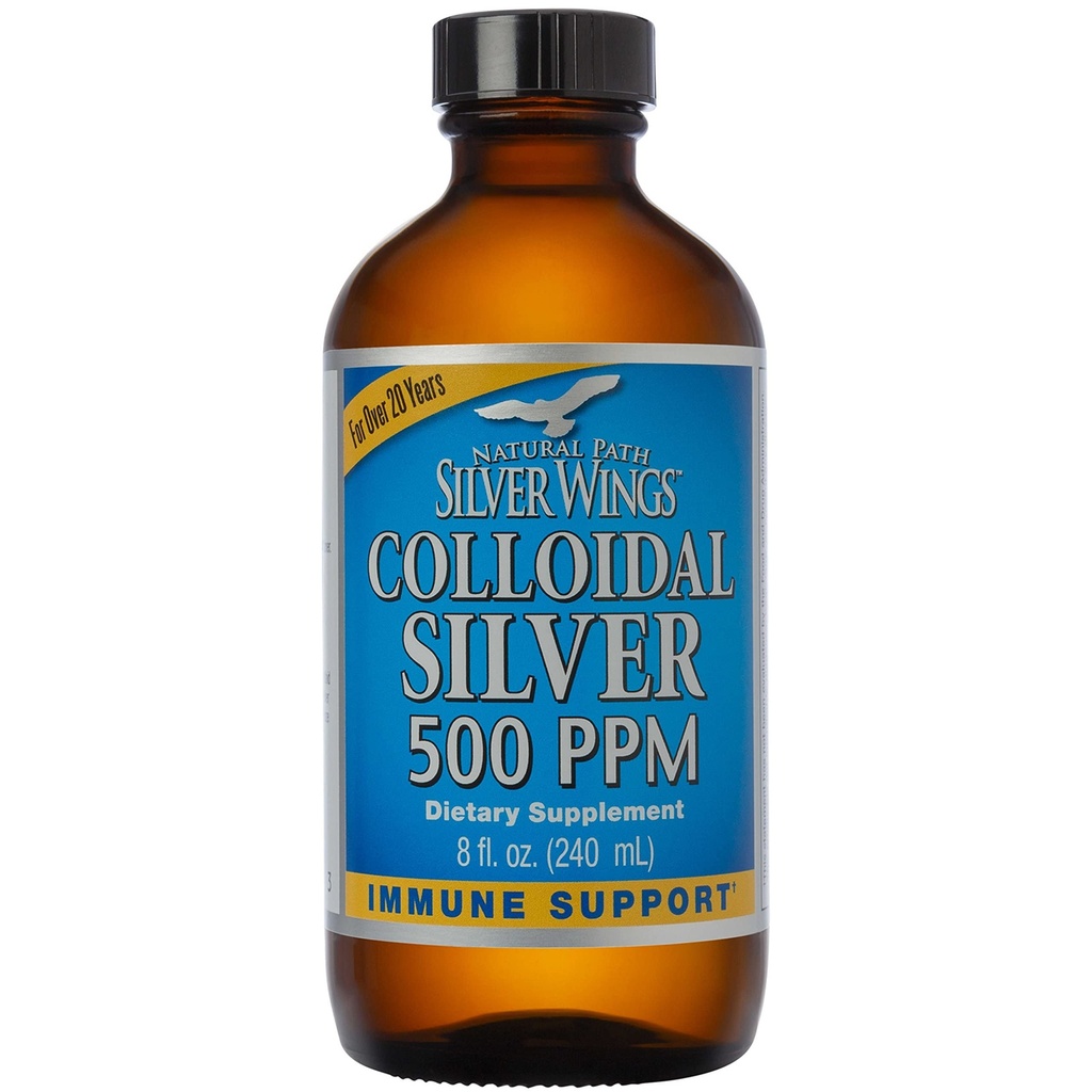 נתיב טבעי שביל Silver Wings Colloidal Silver 500ppm (2,500mcg) Immune Support Supplement 8 fl. oz.