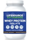 LifeSource ויטמינים 3 lb - פרות חלב בארה"ב Grass Fed Whey חלבון Isolate - Double Chocolate Fudge המתוקם w/Stevia - 3 lb אבקת
