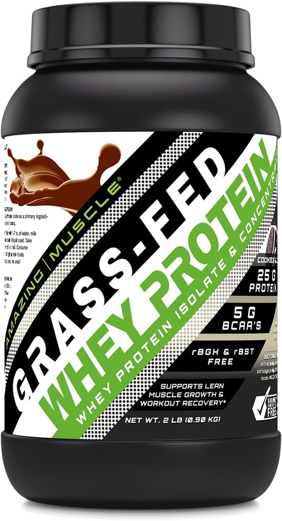 תוספת חלבון שרירית מדהימה של שומן Whey | 25 G לכל משרת | עוגיות ו Cream Flavor | 2 Lb (0.90 Kg) | Non-GMO | Gluten-Free | Made in USA