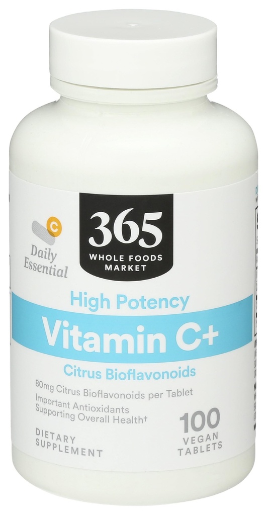 365 על ידי Whole Foods Market, ויטמין C+, 80 מ"ג Citrus Bioflavonoids, טבעוני, 100 טבליות