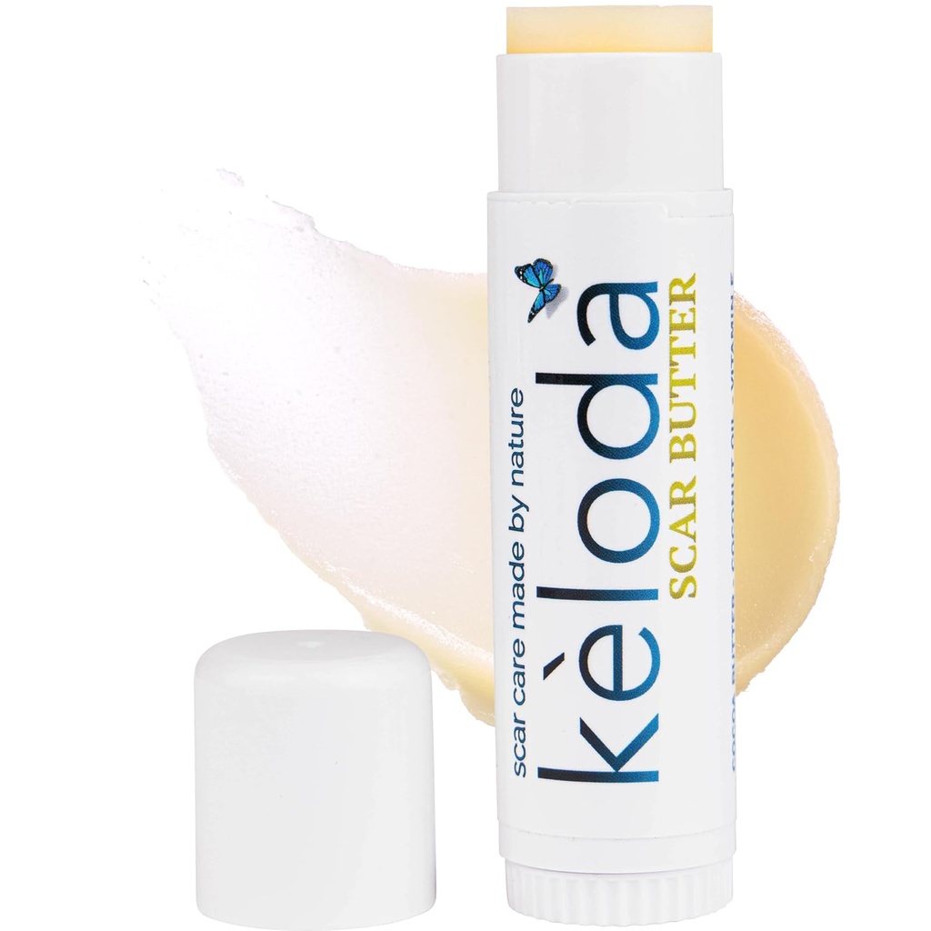 Keloid Scar Care Butter Stick, Scars & Keloids Treatment Balm, For Surgical Scars & Keloids from Piercings, Stretch Marks, Acne, With Anti-Scar Cocoa, Shea Butter, Coconut, & Jojoba Oils
