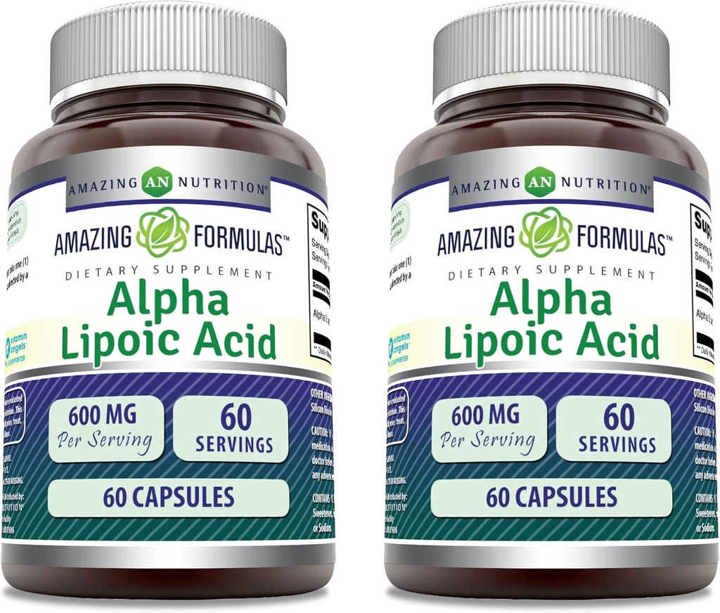 פורמולות מדהימות Alpha Lipoic Acid | 600 Mg Per Server תוסף | קפסולות | Non-GMO | Gluten Free | Made in USA (60 | 2 Pack)