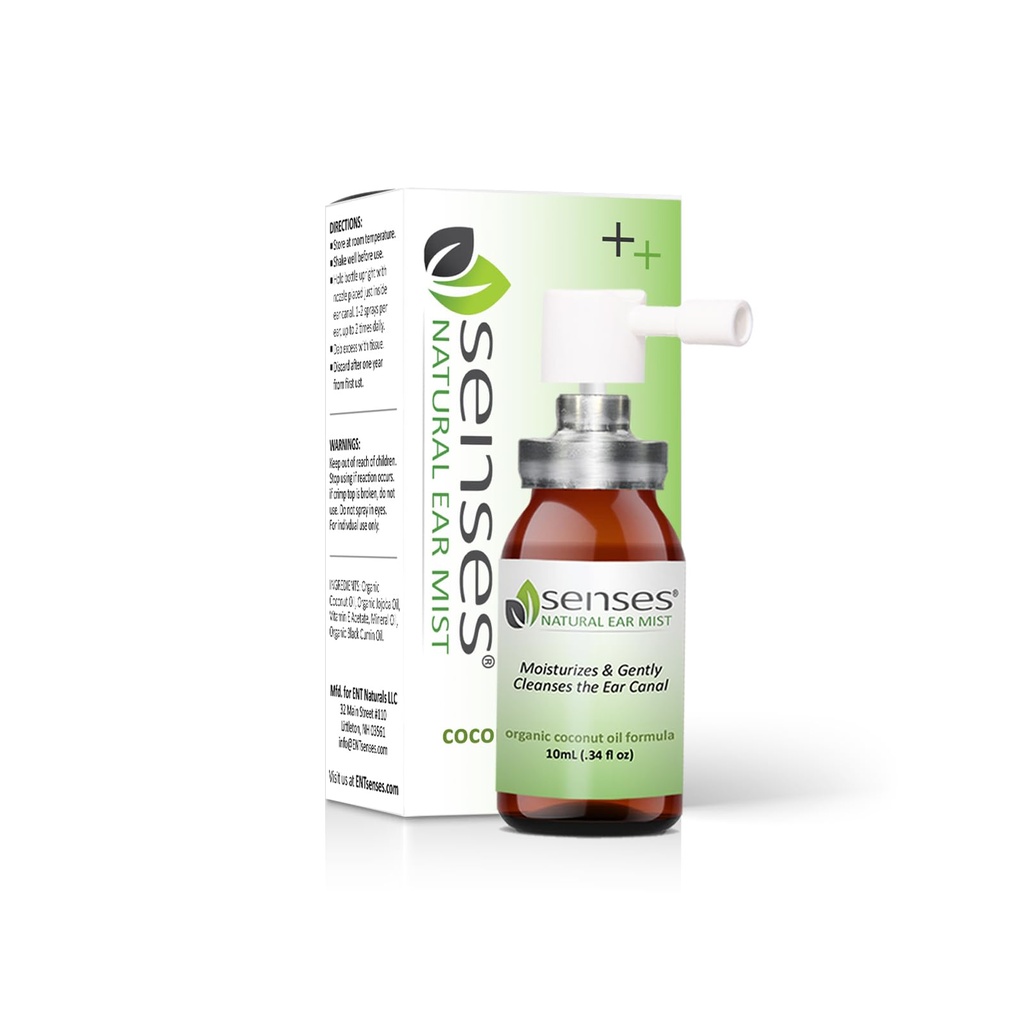 SENSES Naturalאוזן טיפות - Physician פורמולה Soothing, שמן קוקוס אורגני עבור אוזניים איריות - להשתמש לניקוי, Moisturizing, הקלה מן האלרגיות, מכשירי שמיעה, ואוזן Wax, 0.34 Fl Oz Oz