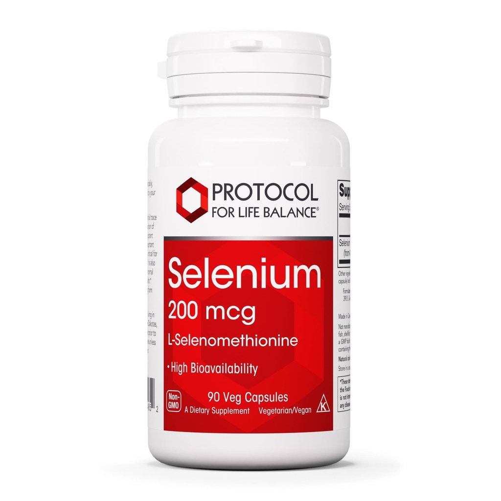 פרוטוקול Selenium 200mcg - Immune Support, Thyroid & Prostate Health * - סלניום תוספי מזון - צמחוני, כשר והאלל - 90 Veg Caps